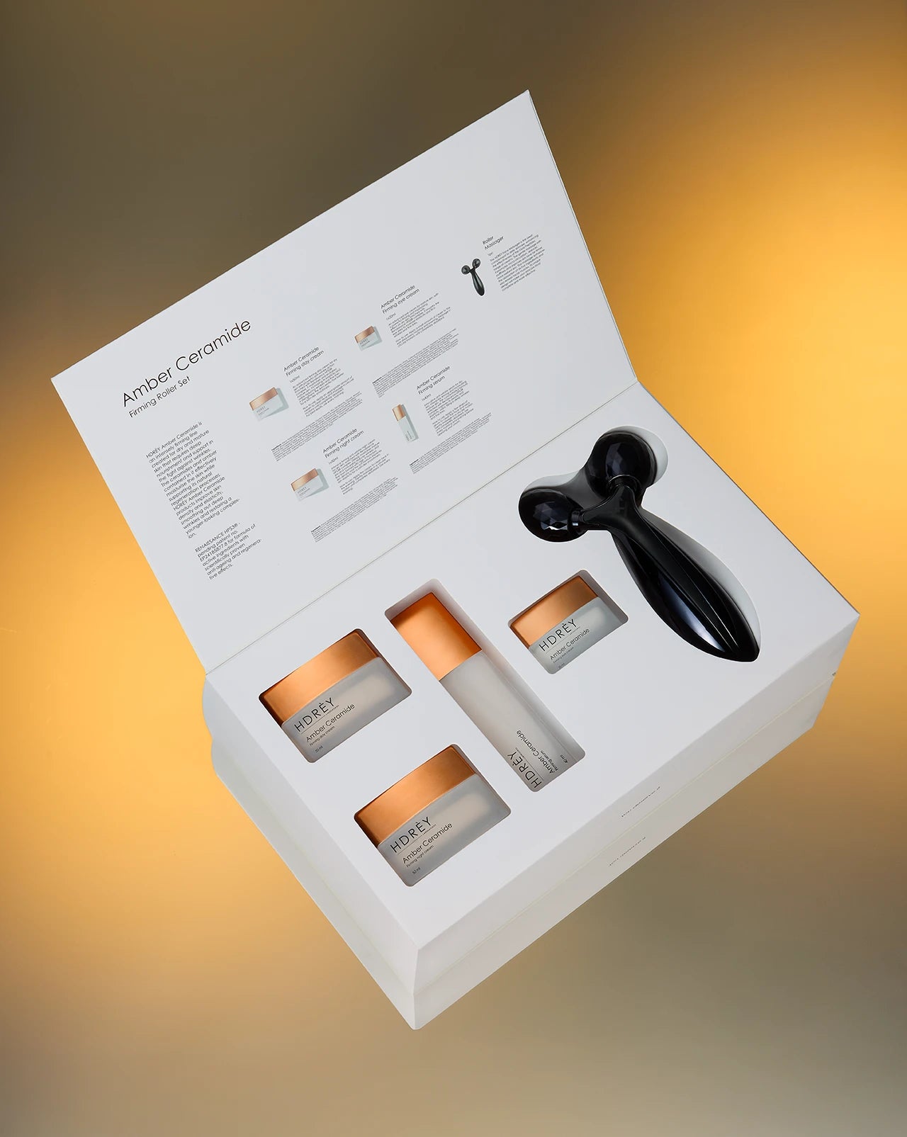 Zestaw ujędrniający Amber Ceramide z rollerem do masażu