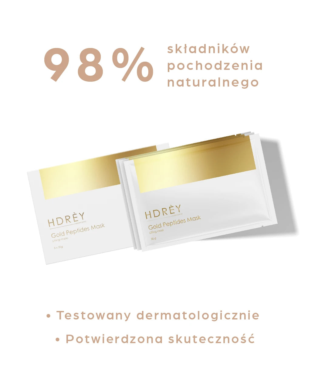 Wygładzająco-rozświetlające maski w płacie z peptydami i kwasem hialuronowym 3x30g
