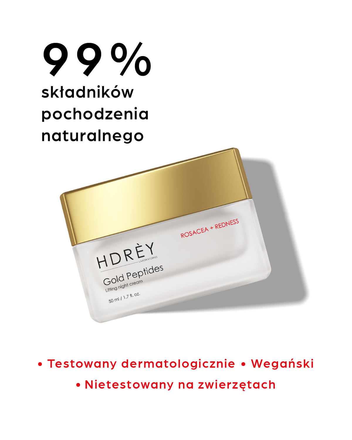 Wygładzająco-rozświetlający krem na noc do skóry z trądzikiem różowatym i zaczerwienieniami 50 ml