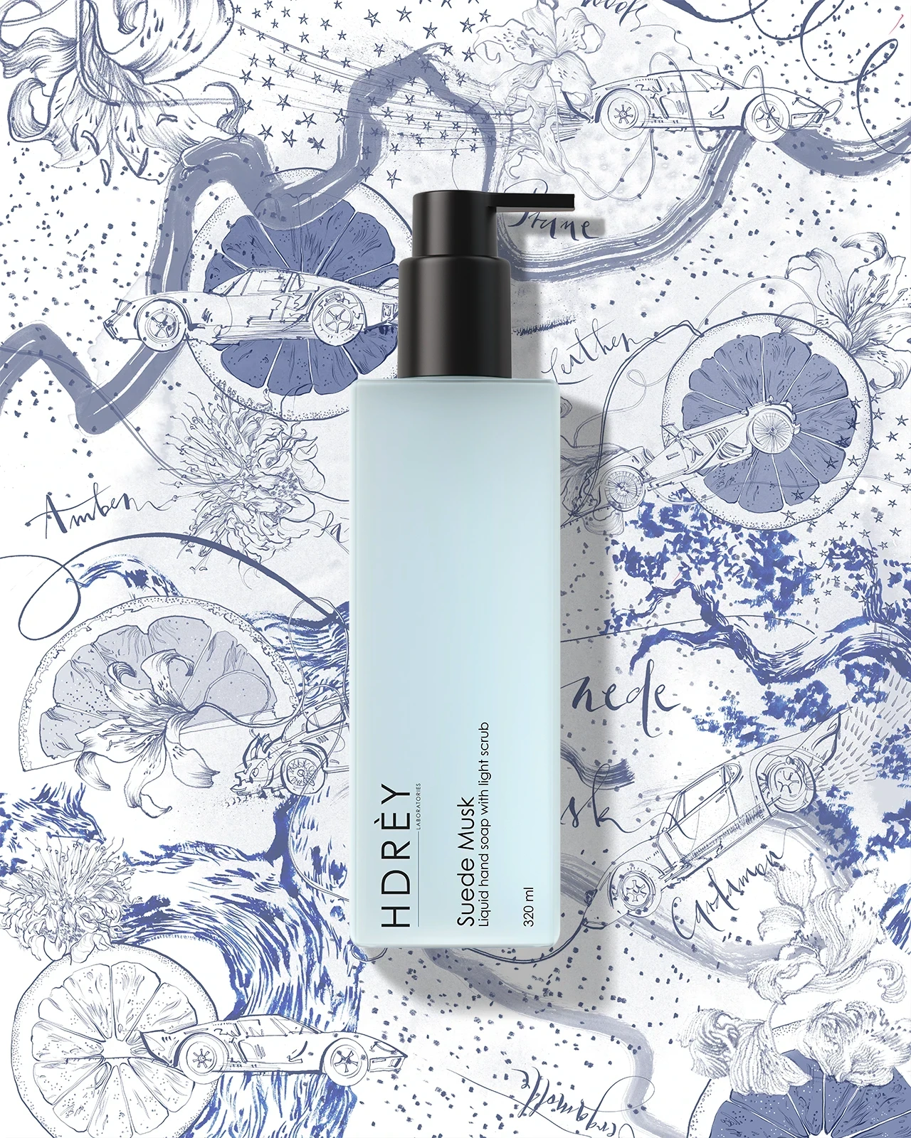 Mydło do rąk Suede Musk z delikatnym peelingiem 320 ml